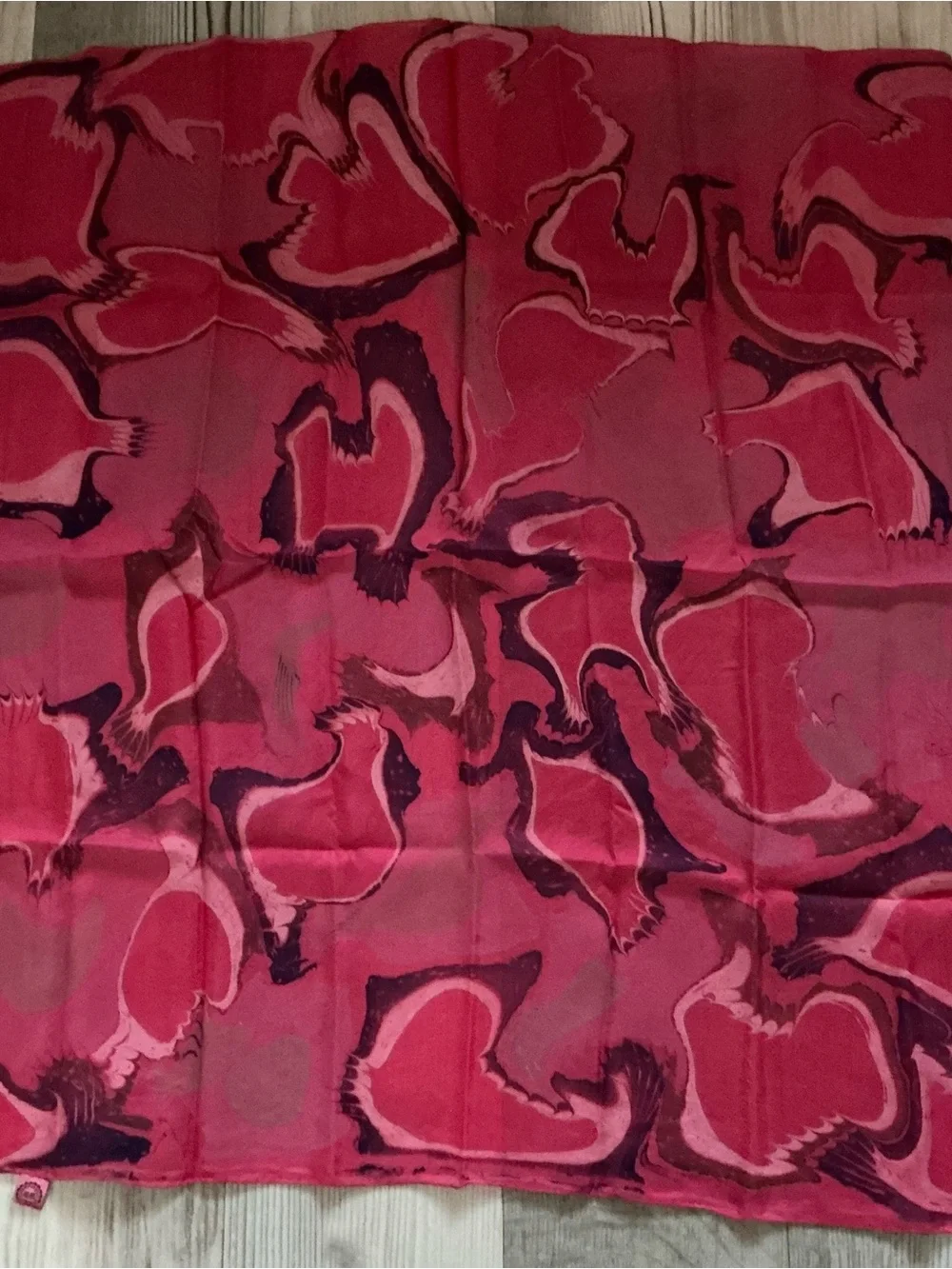 Vintage 80s Happiness 100% pure silk scarf pink multicolored